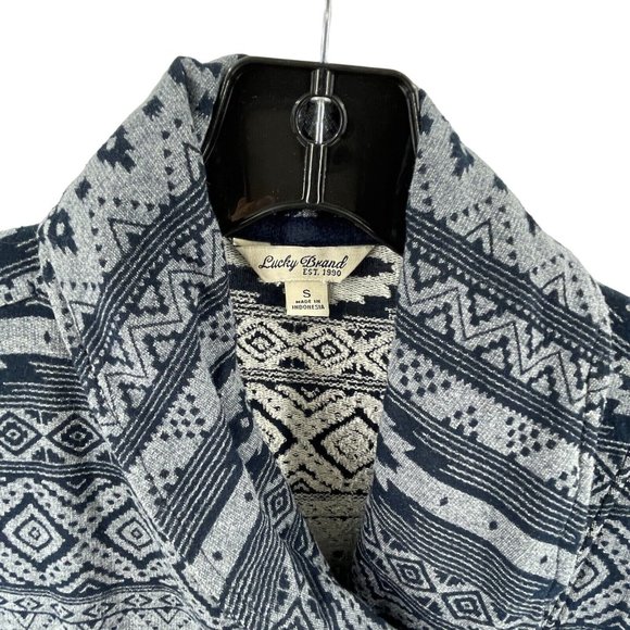 Lucky Brand Women's Offset Zipper Collared Sweat Shirt Geometric Print Size S - Picture 3 of 11